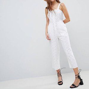 ASOS DESIGN Jumpsuit in White Broderie Lace - US 4 Small Playsuit